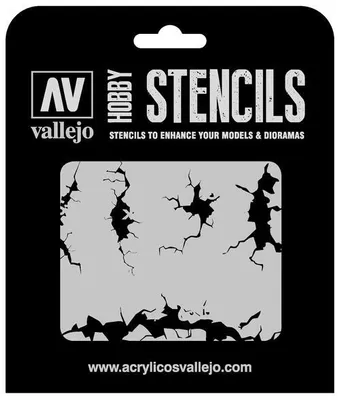 Produktbild von Vallejo ST-TX001 Rissige Wand 125 x 125 mm Texture Effects Airbrush Schablone