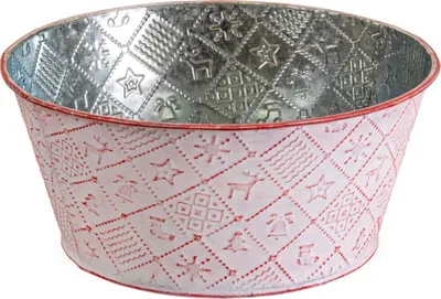 Produktbild von Runder Pflanztopf, in Rot Ø 20x9 cm, Blumenschale aus Metall