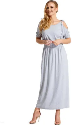 Produktbild von Damen Kleid Elegant 3/4 Arm Schulterfrei; Graumeliert XL/2XL