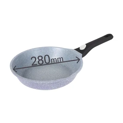 A frying pan with a measurement indicator.