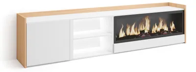 Immagine prodotto di Mobili TV effetto legno Bianco Rovere 212x35x50cm camino effetto fuoco