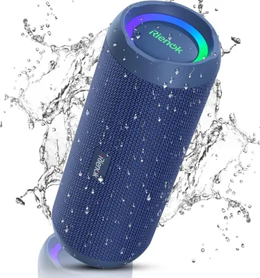 Produktbild von Bluetooth Lautsprecher mit Licht, IPX7 wasserdicht, 30 Stunden Akku, Bass Boost, Bluetooth 5.3, tragbar, Stereo Sound, RGB-Atemlicht