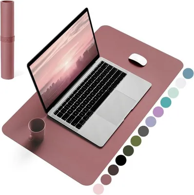 Obrázok produktu pre Veľká kancelárska podložka pod myš Podložka pod notebook kožená tmavoružová 60x35cm