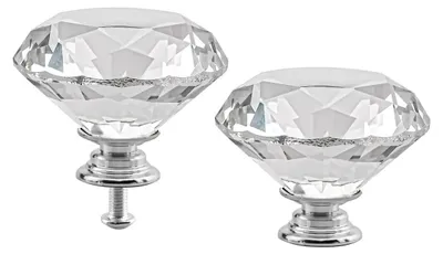 Produktbild von Set mit 4 klaren, diamantförmigen Knöpfen für Schubladen
