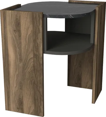 Produktbild von Beistelltisch Marbel mit Ablage in Walnuss Holzoptik und Marmor Optik, 6078