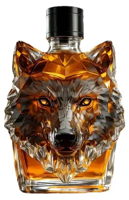 Produktbild von 300 ml Whiskyflasche Dekanter Wolfskopfform Weinflasche aus Borosilikatglas Auslaufsicherer Whiskydekanter