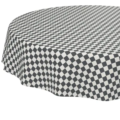 Tischdecke oldscool Karo Grau Rund 100cm Schnittkante Wachstuch abwaschbar, Hauptbild