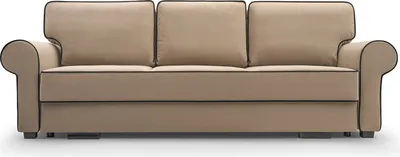 Zdjęcie produktu dla BETTSO Stylowa sofa tapicerowana z funkcją spania i pojemnikiem na pościel wykończona czarną lamówką TIAGO Beżowa