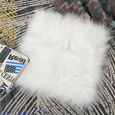 Flauschiger Kunstfell-Teppich 25 cm, weiß, quadratisch, für Wohnzimmer