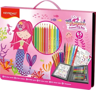 Produktbild von Sada na kreslenie KEYROAD Mermaid, 65 ks, krabica s rúčkou, ružová
