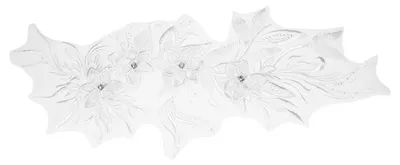 Blumen-Spitzenapplikation mit Perlen, 49x20 cm, weiß