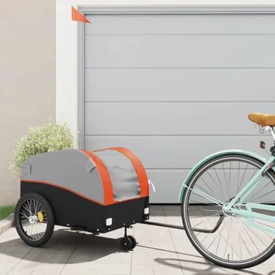 Obrázok produktu pre vidaXL Príves na bicykel čierno-oranžový 45 kg železa