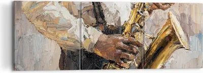 Produktbild von Bild auf Leinwand - Leinwandbild - 3 Teile - Saxophon Öl Musiker - 120x40cm - Wand Bild - Wanddeko - Wandbilder - Leinwanddruck - Bilder - Wanddekoration - Leinwand bilder - Wandbild - CA120x40-4808