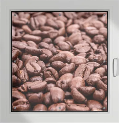 Produktbild von Wallario Lichtschutzbild, Dekorativer Sichtschutz Sonnenschutz 96 x 93 cm mit Motiv: Frisch geröstete Kaffeebohnen - Verdunklung ohne Bohren