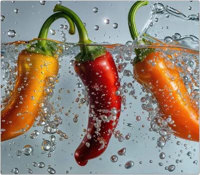 Produktbild von Spritzschutz Herdabdeckplatte Schneidebrett aus Glas Paprika im Wasser 1-Teilig (60x52cm)