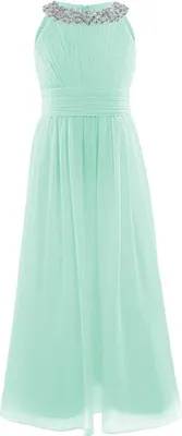 Produktbild von Mädchen Kleider Prinzessin Kleid Gr. 116 Cm Lang Ärmellos Partykleid Abendkleid Festkleid Blumenmädchenkleid