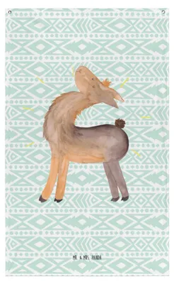 Produktbild von Mr. & Mrs. Panda Wandbild Lama Stolz - Aztekenblau - Geschenk, Wandteppich, Gobelin, Lamas, Hippie, Wandbanner, Hängedeko, Wandtuch, Familie, Family
