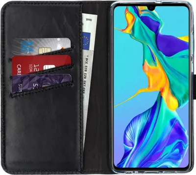 Immagine prodotto di Custodia a libro in vera pelle Selencia per Huawei P30 - Nero