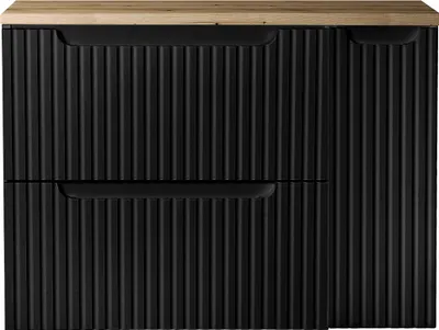 Produktbild von Waschtisch-Unterschrank 80cm, in schwarz mit Eiche, NEWPORT-56-BLACK