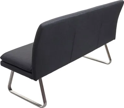 Produktbild von Sitzbank HWC-H70, Esszimmerbank Bank Polsterbank, Rückenlehne Stoff/Textil Edelstahl gebürstet  grau 160cm