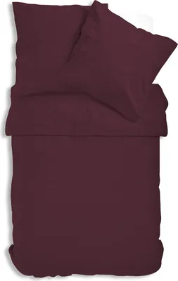 Produktbild von Uni Renforce Bettwäsche 135x200 cm oder 155x220 cm Baumwolle mit Reißverschluss, Farbe:bordeaux, Größe:2 teilig 155x220 cm