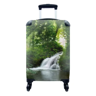 Produktbild von MuchoWow® Koffer Handgepäck Trolley Rollkoffer Kleine Reisekoffer mit 4 Rollen - Wasserfall - Natur - Grün - Cabin Size < 55x40x23 cm & 55x40x20 cm - Fotokoffer - Kabinenkoffer - Boardgepäck - Reise-Box - Reisekoffer - Reisegepäck - Koffer mit Bild - Trolley für Kinder