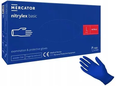Produktbild von Einweghandschuhe Mercator basic Nitril blau Größe L 100 Stück für Hygiene Daten
