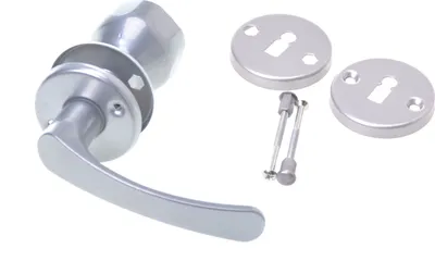 Produktbild von Aqbau® Türdrücker mit Türknopf & rosette BB | Knopfdrücker | Türknauf | Knauf (Silber)