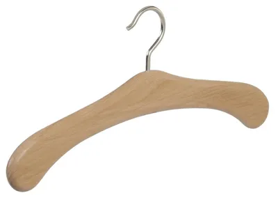 Image de Ensemble de 8 cintres en bois de hêtre, finition naturelle, longueur 45 cm