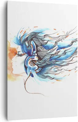 Produktbild von Bild auf Leinwand - Leinwandbild - Einteilig - disco dj Mädchen Abbildung - 80x120cm - Wand Bild - Wanddeko - Wandbilder - Leinwanddruck - Wanddekoration - Leinwand bilder - Wandbild - PA80x120-3029