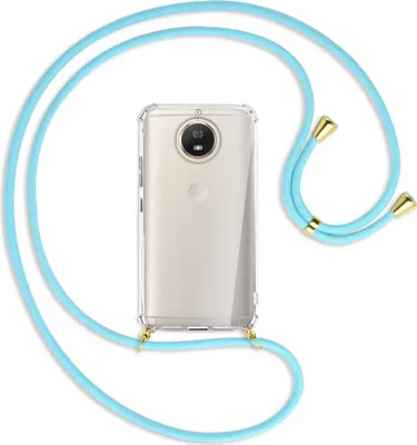 Produktbild von Handykette Backcover-Schutzhülle mit Band (Metall goldfarben) für Motorola Moto G5S - himmelblau