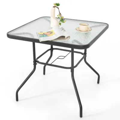 Produktbild von Gartentisch mit Tischplatte aus gehärtetem Glas, Schwarz