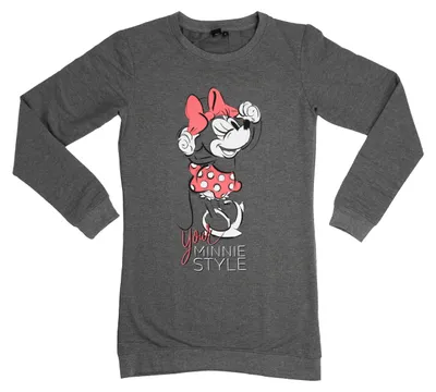 Produktbild von Disney Minnie Mouse Nachthemd für Damen Schlafshirt Pyjama Langarm Oberteil Grau S