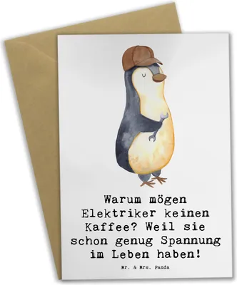 Produktbild von Mr. & Mrs. Panda valentinstagskarte Elektriker Witz - Weiß - Geschenk, elektrische Anlagen, Grußkarte, hochzeitskarten, weihnachtskarten, glückwunschkarten, Beruf, Berufe