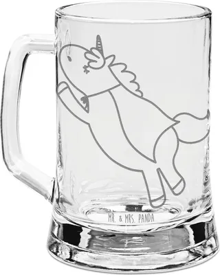 Produktbild von Mr. & Mrs. Panda Krug Einhorn Geburtstag - Transparent - Geschenk, Held, Humpen, Einhörner, Glas Bierkrug, Mit Gravur, Superheld, Unicorn, Seidel, Freundin