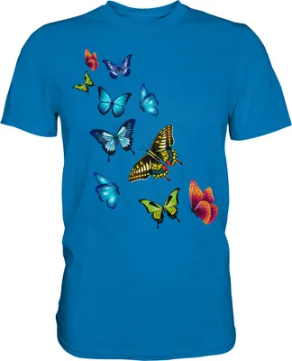 Produktbild von Bunte Farbenfrohe Schmetterlinge T-Shirt – Royal Blue / S