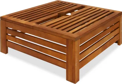 Image de DEUBA Cache pied de parasol Table d´appoint extérieur en bois d'acacia 62x62x25cm diam. max. 9cm meuble jardin terrasse