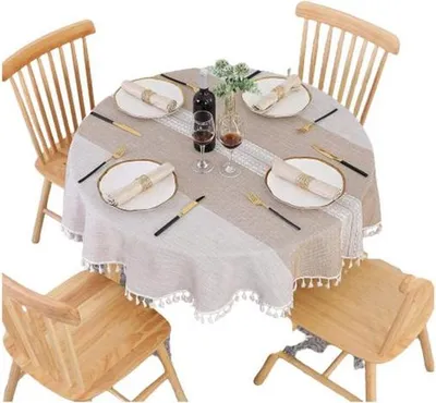 Produktbild von Tischdecke Rund 140 cm Abwaschbar Baumwolle Staubdicht Tischtuch
