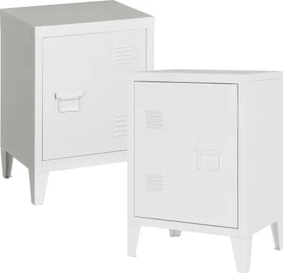 Obrázok produktu pre Nočná skrinka "Inari" sada 2 ks s úchytkou na dvere pravá a ľavá oceľ 57 x 40 x 30 cm biela