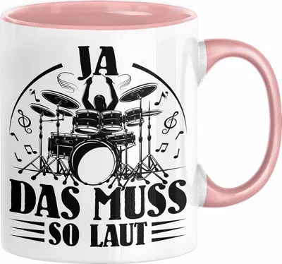 Produktbild von Drummer Schlagzeug-Spieler Geschenk Tasse Geschenkidee Kaffee-Becher Schlagzeuger Ja Das Muss So Laut (Rosa)