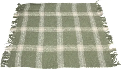 Produktbild von Kuscheldecke Karo weich 127x152cm grün – Sofadecke Fransen
