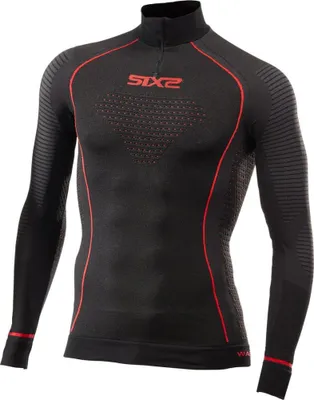 Zdjęcie produktu dla SIXS Koszulka funkcyjna z długim rękawem i kołnierzykiem Blazefit TS13W czarno-czerwona Rozmiar: XL/XXL