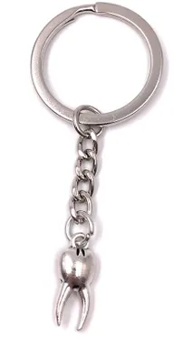 Produktbild von Onwomania Schlüsselanhänger Zahn Zahnwurzel Gebiss Kauwerk Metall Anhänger Charm
