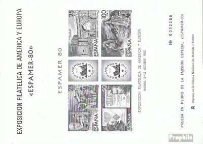 Produktbild von Briefmarken Spanien 1980 Mi Block21S (kompl.Ausg.) Schwarzdruck un ESPAMER