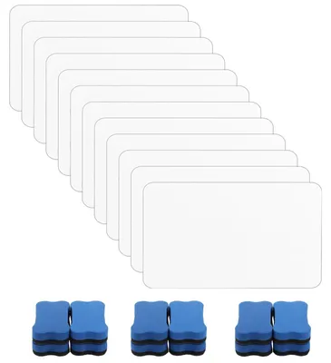 Produktbild von 12 Stück A4 Doppelseitige Whiteboard Set - Inklusive Stifte und Radierer für Zuhause und Schule