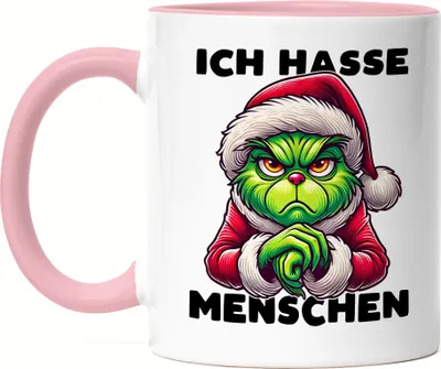 Produktbild von Ich Hasse Menschen Tasse rosa Weihnachtsmuffel Sarkasmus Anti-Weihnachten Geschenkidee