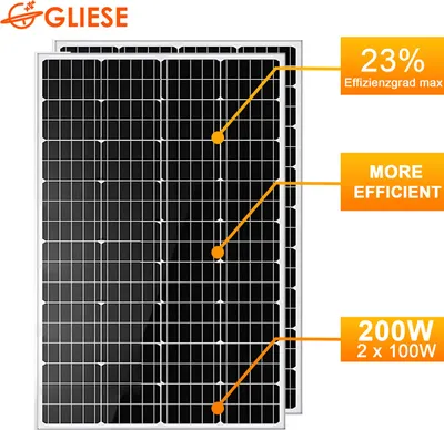 Produktbild von 200W Solarpanel 12V Solarmodul Monokristallin Ladegerät Photovoltaik Wohnmobil