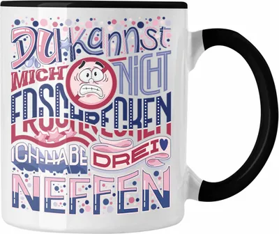 Produktbild von Trendation - Tante Geschenk Tasse 3 Neffen Geschenkidee von Neffen an Tante Lustiger Spruch für Tante (Schwarz)