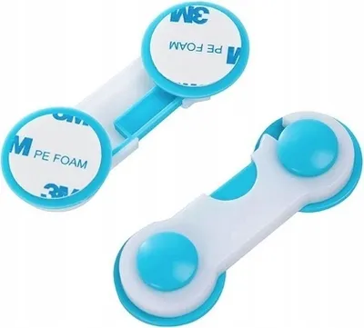 Produktbild von Kindersicherung Schranktür Schloss Blau universal Klebesicherung 1 Stück