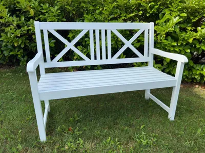 Produktbild von Gartenbank Bank, Holzbank, weiß, Sitzbank, 2-Sitzer